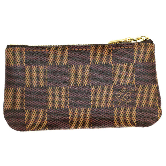 Louis Vuitton Brown Chain Wallet Damier Pouch Ebene Pochette Key - Picture 1 of 11
